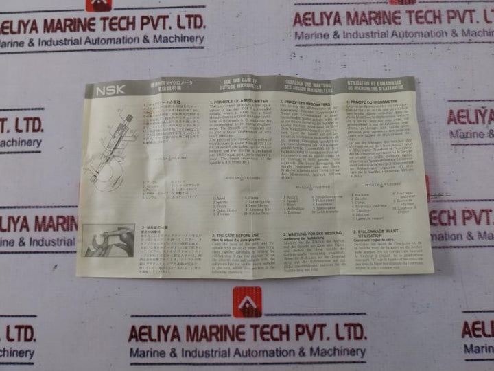Nsk Yd01-m Outside Micrometer 0-25Mm Il0565