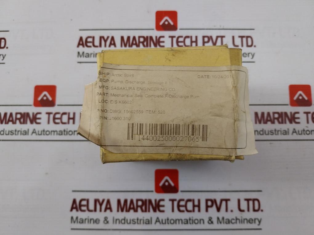 Nso Sasakura Mechanical Seal 25Mm For Sewage Discharge Pump (Dwg:15602559)