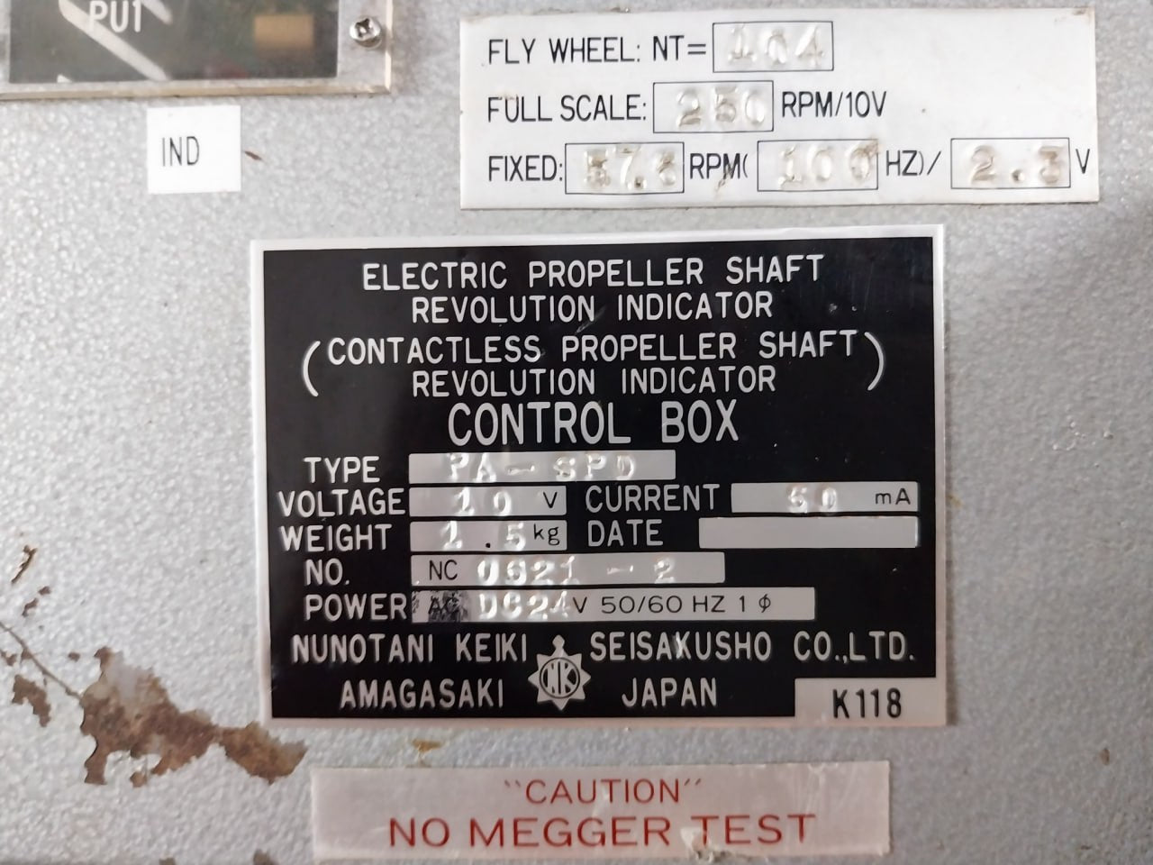 Nunotani Keiki Seisakusho Pa-spd Propeller Shaft Revolution Indicator Controlbox