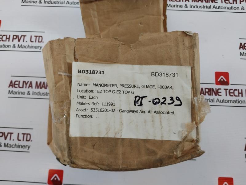 Nuova Fima En837-1 Manometer, 0-400 Bar / 0-5500 Psi, Aisi 316L Tube