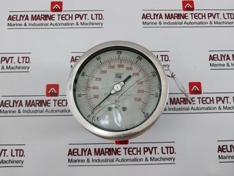 Nuova Fima En837-1 Manometer, 0-400 Bar / 0-5500 Psi, Aisi 316L Tube