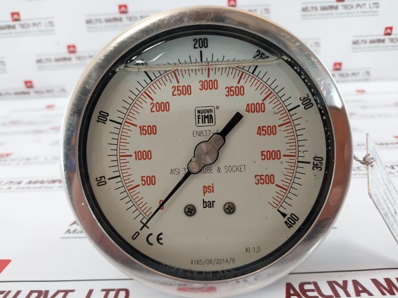 Nuova Fima En837-1 Manometer, 0-400 Bar / 0-5500 Psi, Aisi 316L Tube