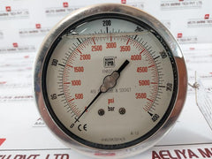 Nuova Fima En837-1 Manometer, 0-400 Bar / 0-5500 Psi, Aisi 316L Tube
