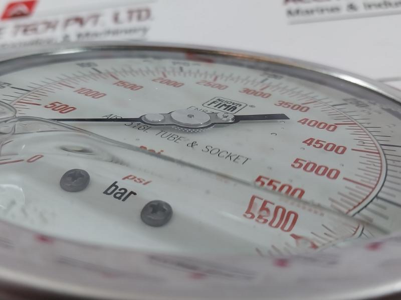 Nuova Fima En837-1 Manometer, 0-400 Bar / 0-5500 Psi, Aisi 316L Tube