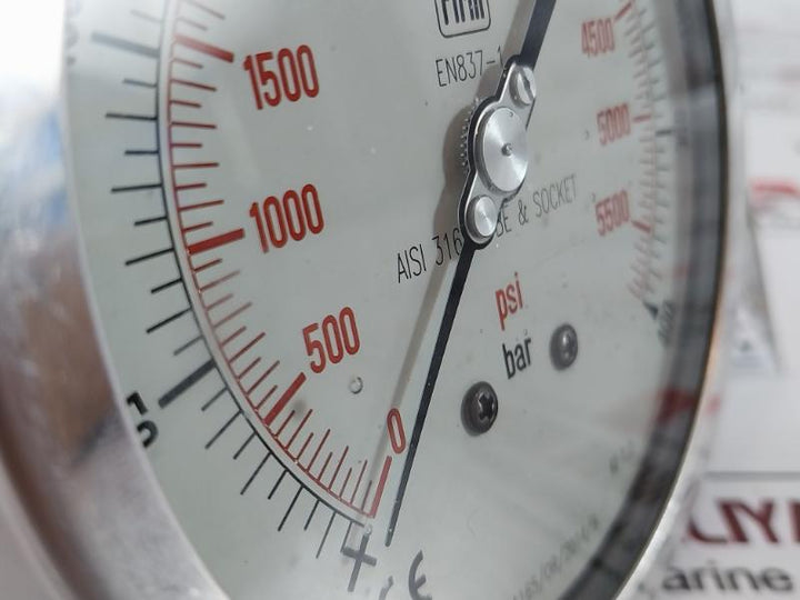Nuova Fima En837-1 Manometer, 0-400 Bar / 0-5500 Psi, Aisi 316L Tube