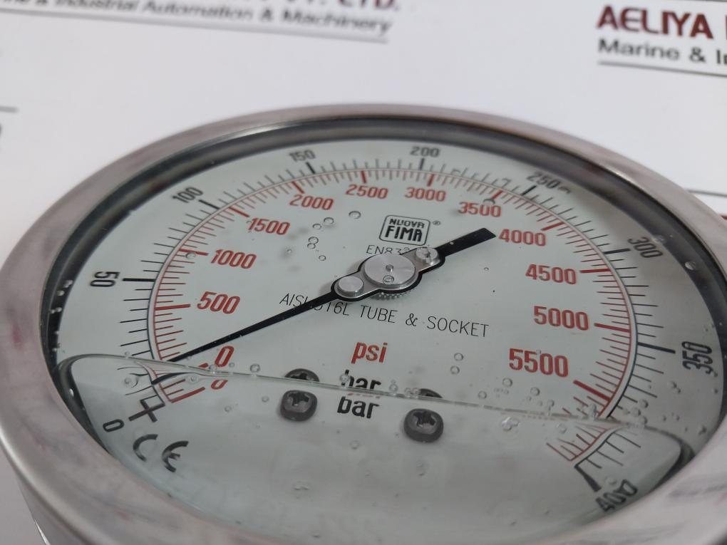 Nuova Fima En837-1 Pressure Gauge 0-5500 Psi / 0-400 Bar Aisi 316L