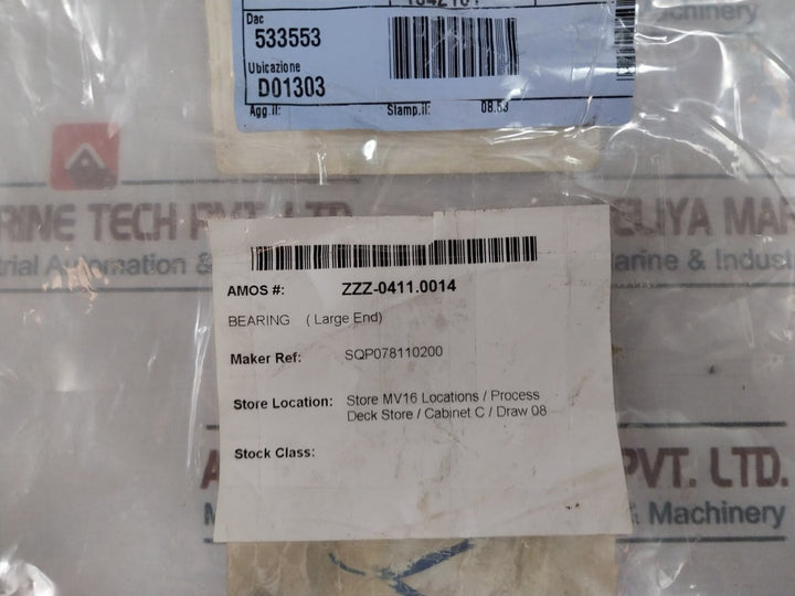 Nuovo Pignone Sqp078110200 Half Bearing Marine Connection Rod Hoerbiger 150616-1