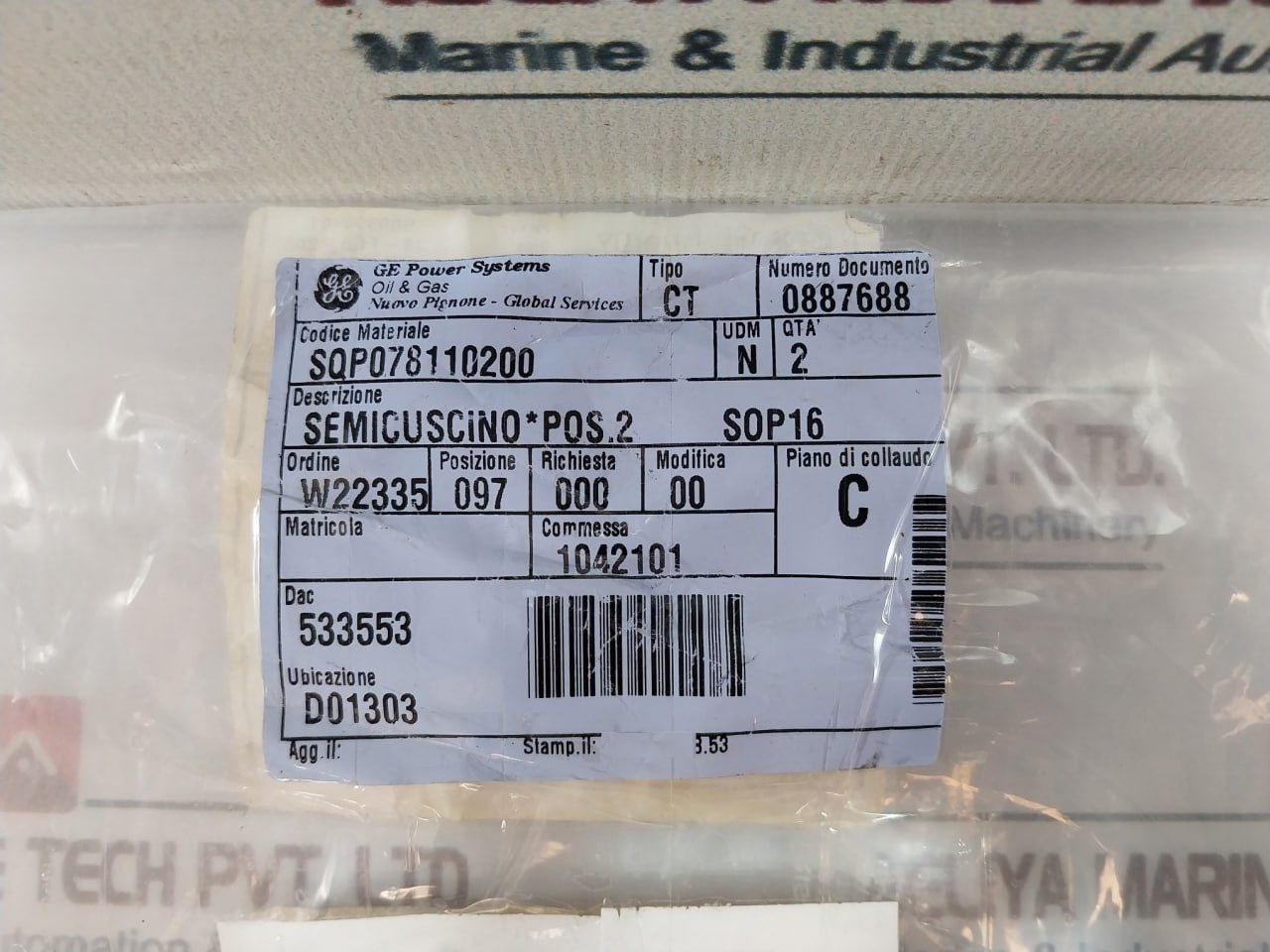 Nuovo Pignone Sqp078110200 Half Bearing Marine Connection Rod Hoerbiger 150616-1