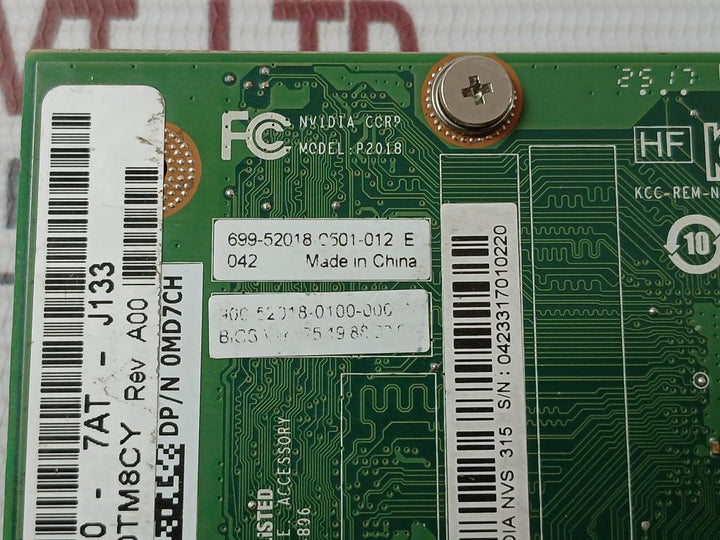 Nvidia Nvs 315 Graphic Card M3 94V-0 D33088 Rev.A00 E204896 0Md7Ch