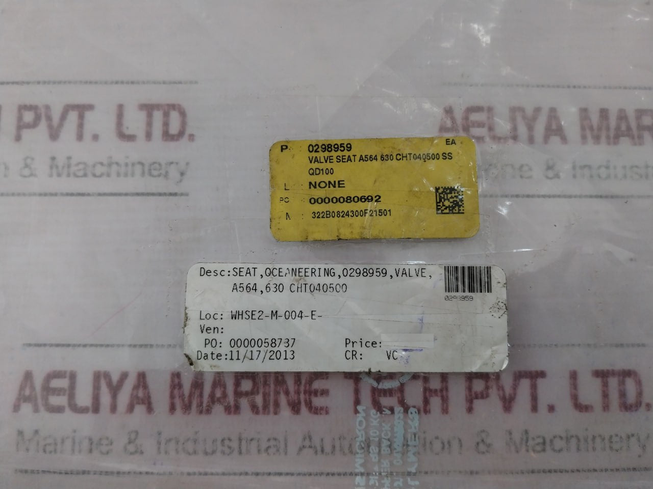 Oceaneering 0298959 Valve Seat 322b0824300f21501 Rev A