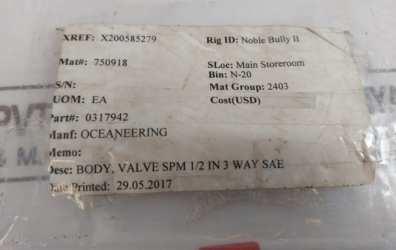 Oceaneering 0317942 Body Valve