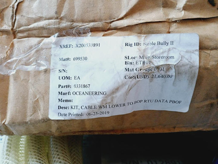 Oceaneering 0331867 Cable Wm Lower To Bop Rtu Data Pbof