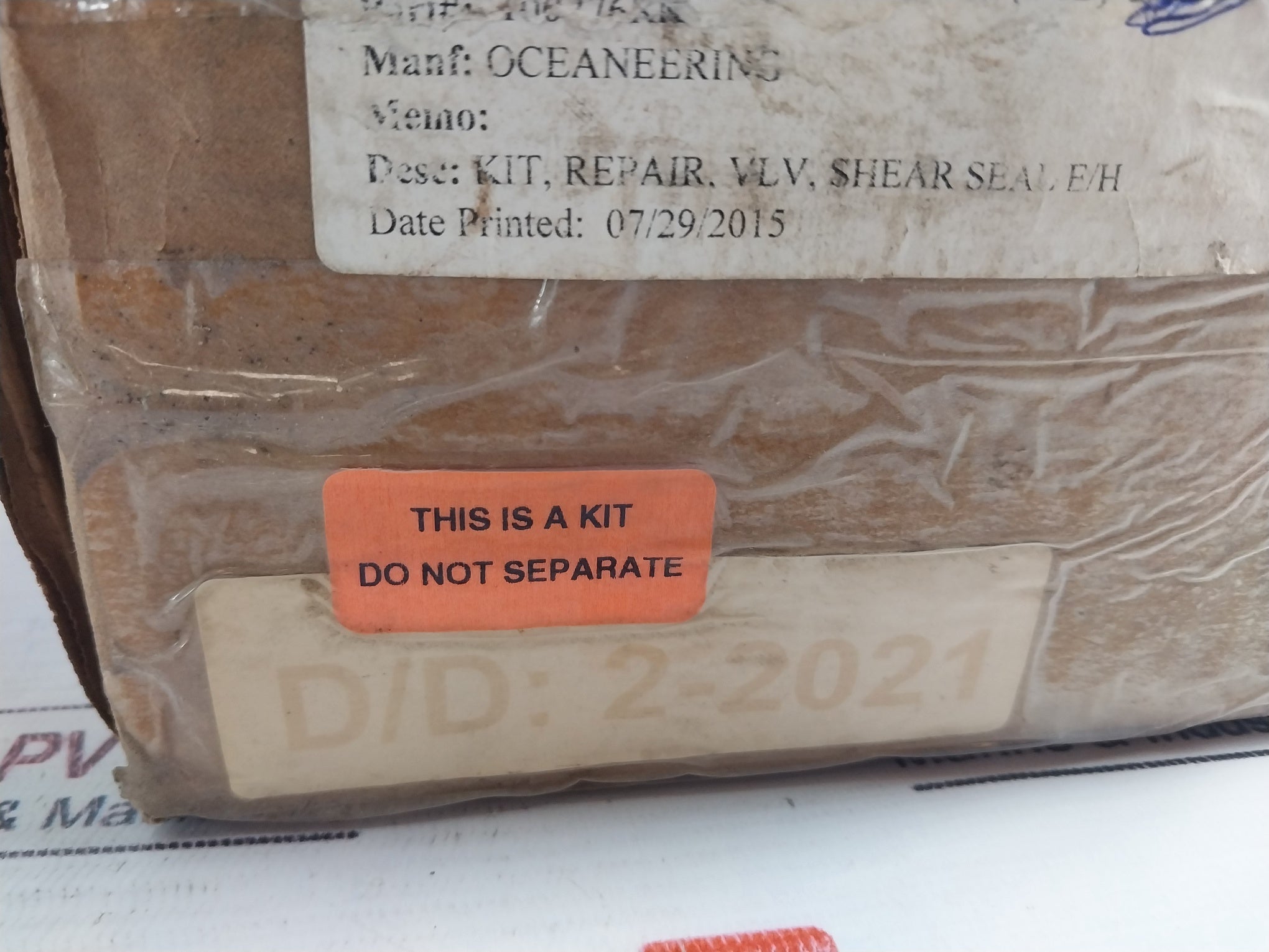 Oceaneering 100276-rk Shear Seal E/H Housing Valve Repair Kit