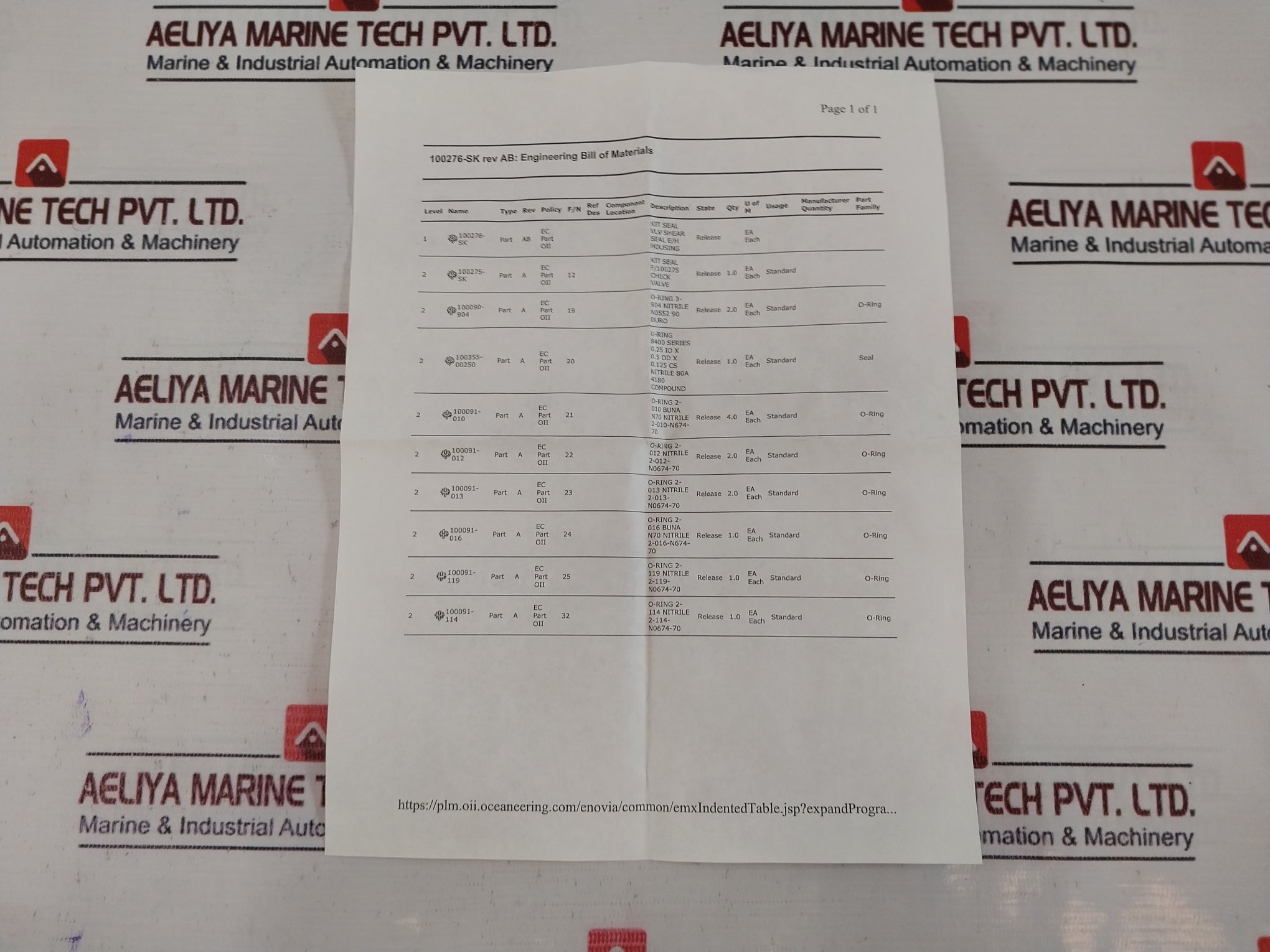 Oceaneering 100276-rk Shear Seal Valve Kit