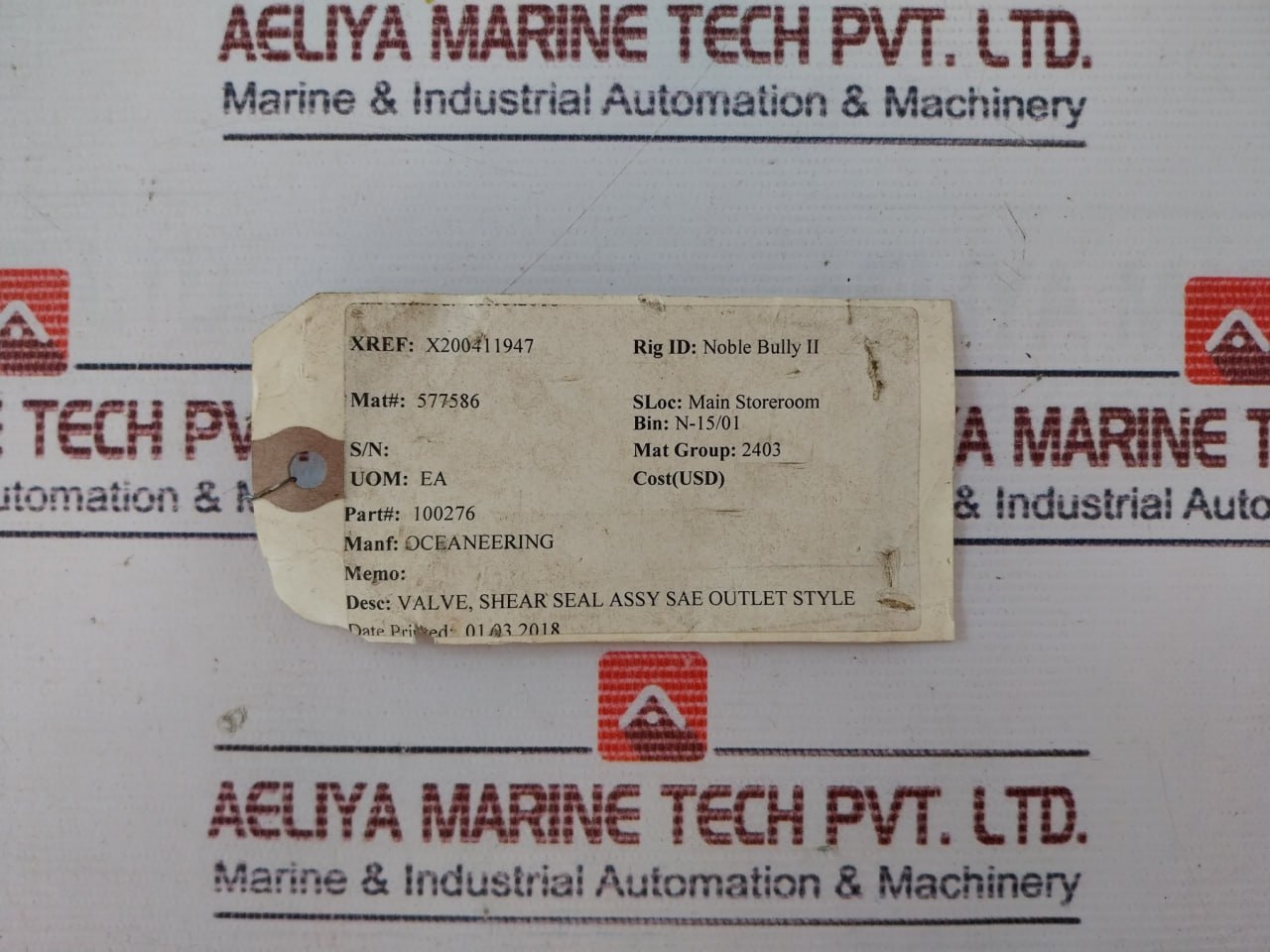 Oceaneering 100276 Shear Seal Valve 100281-b Rev.F