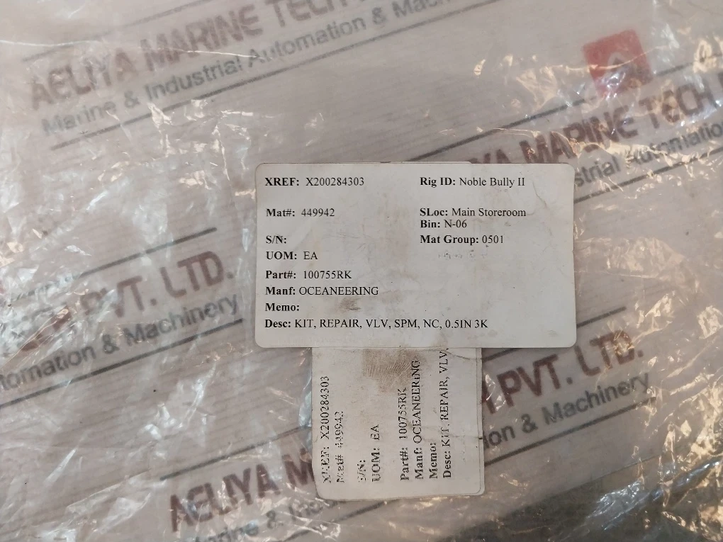 Oceaneering 100755-rk Spm Seal Valve Repair Kit 100749,100742,100873,100091-129