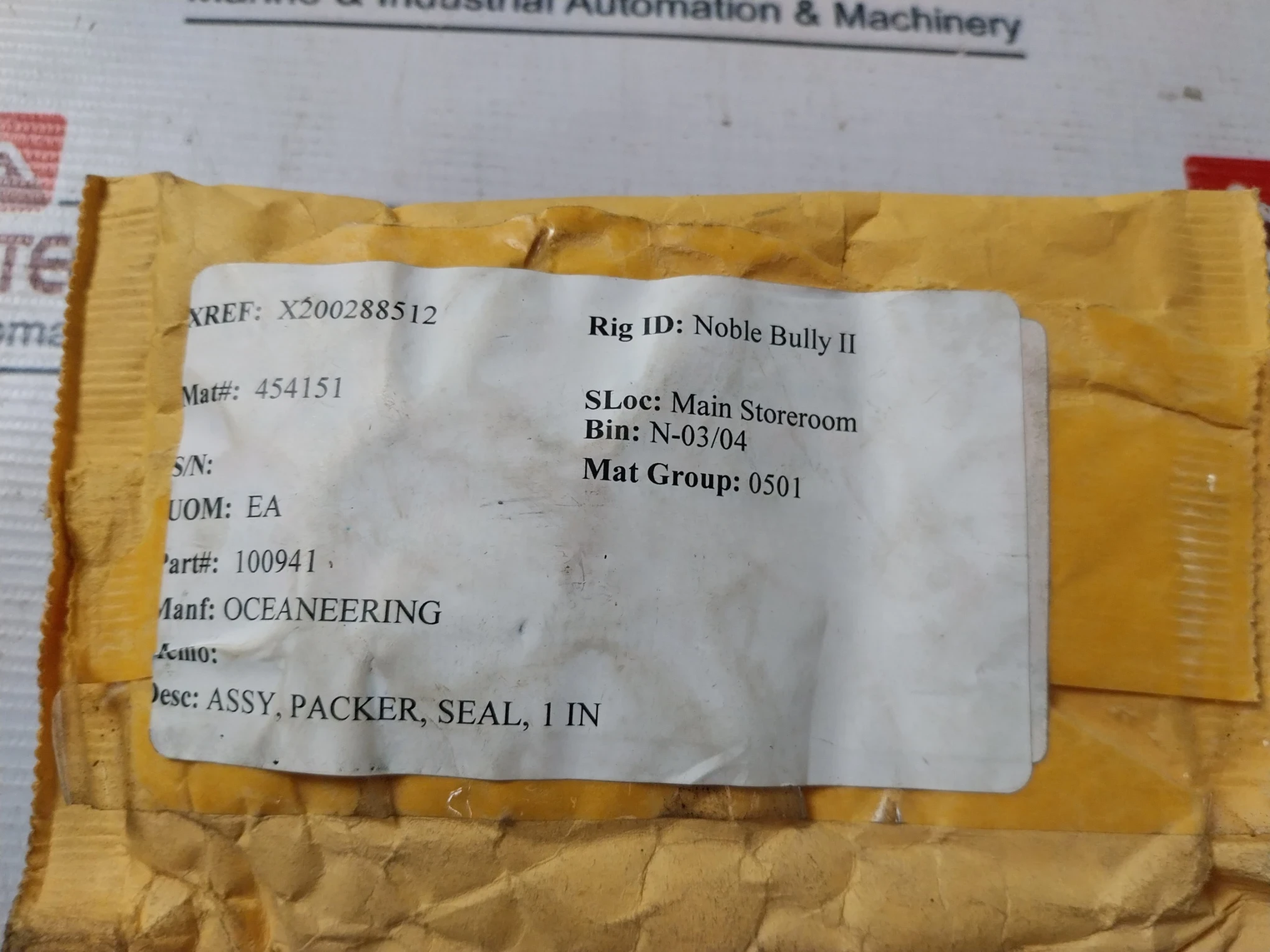 Oceaneering 100941 Seal Packer Assembly