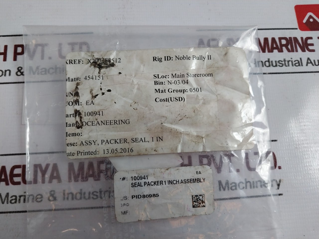 Oceaneering 101028 Seal Packer 1 Inch Assembly Set 101029-B Rev AA 101029-B