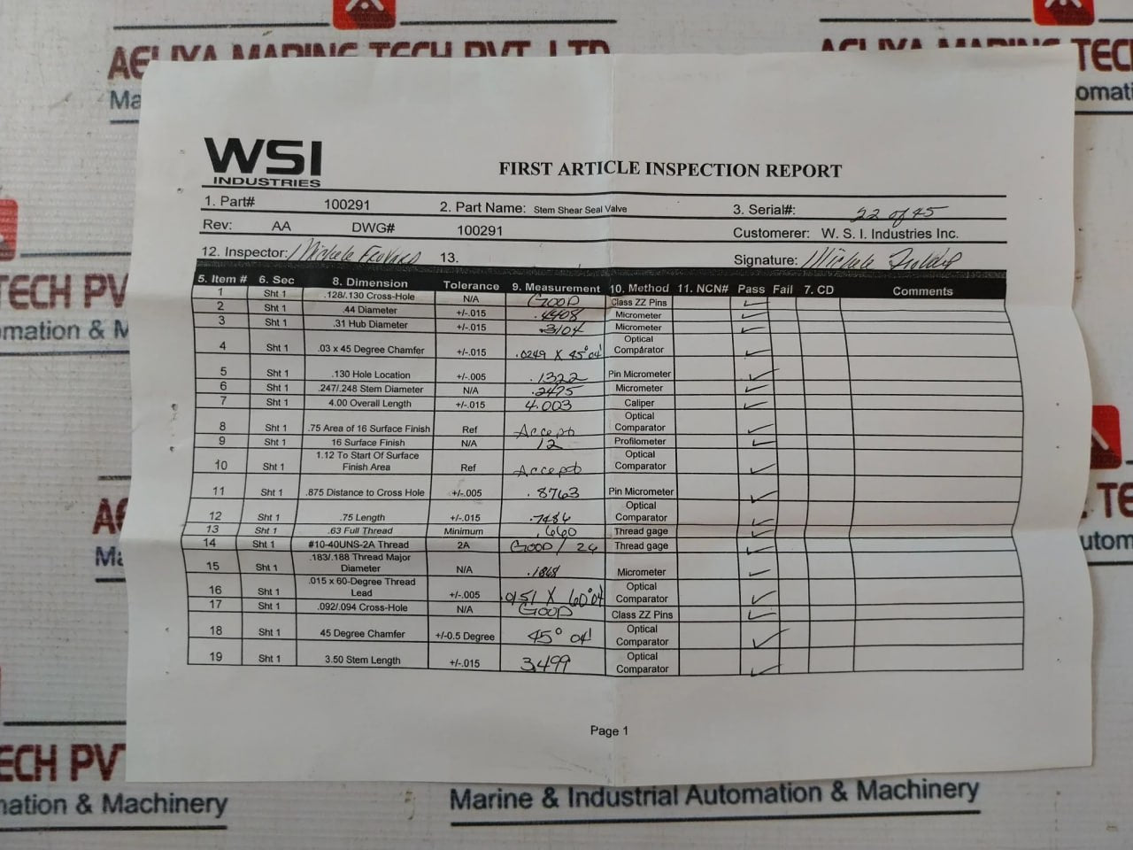 Oceaneering 100276-rk Valve Repair Kit