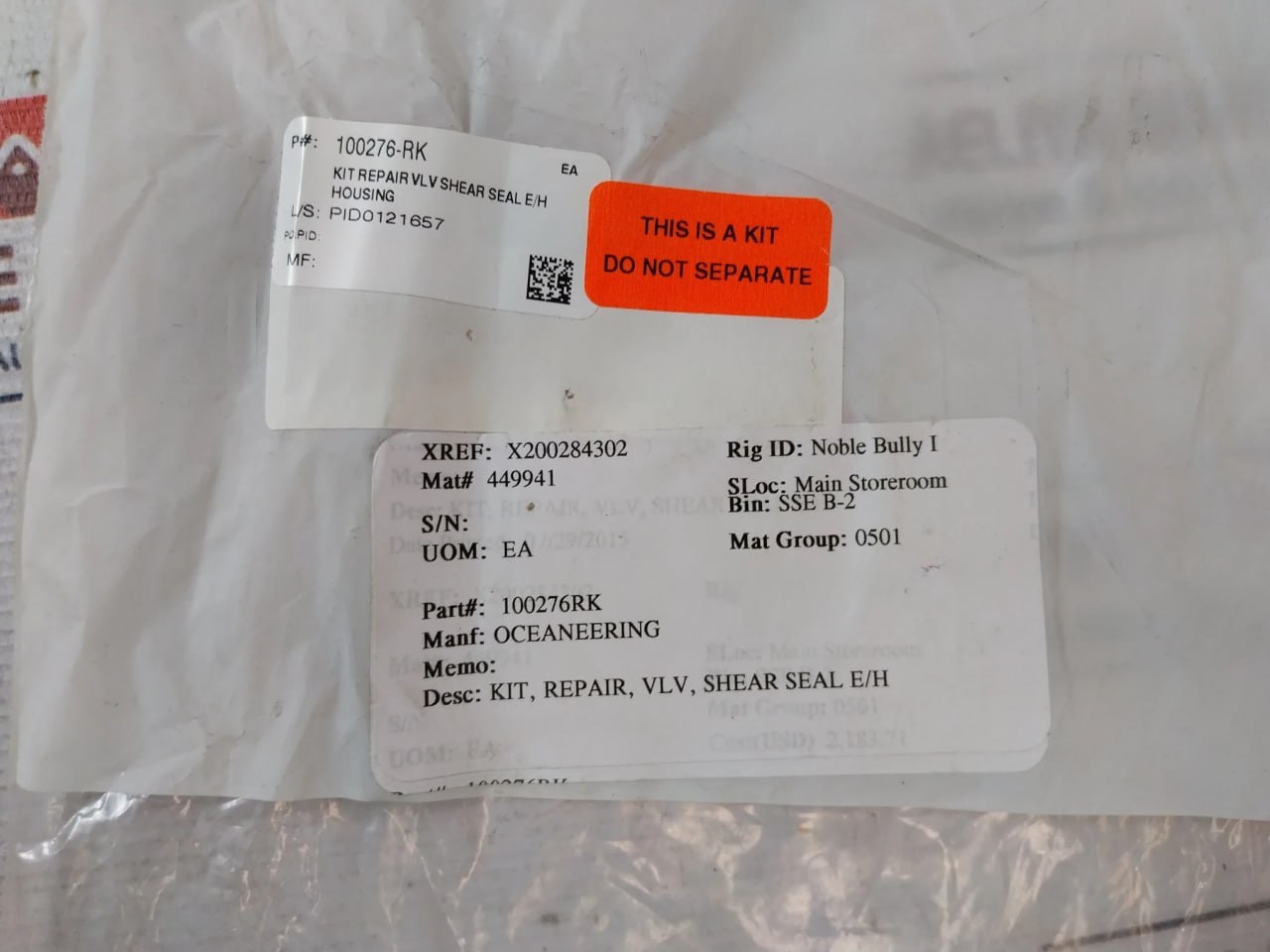 Oceaneering 100276-RK Valve Seal Repair Kit