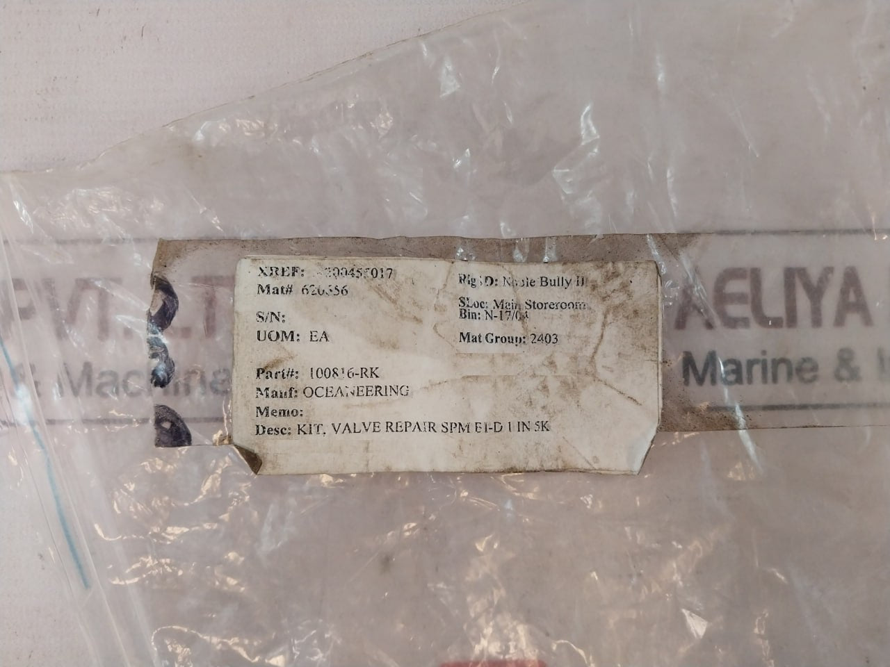 Oceaneering 100295-sk Seal Valve Kit 100295-sk