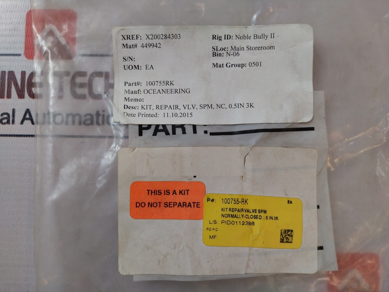 Oceaneering 100755-rk Repair Valve Kit