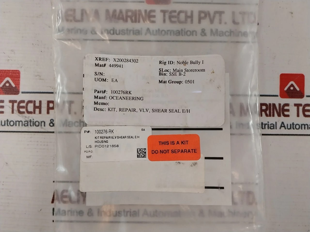 Oceaneering 100755-rk Valve Repair Kit , 100749 Rev.B