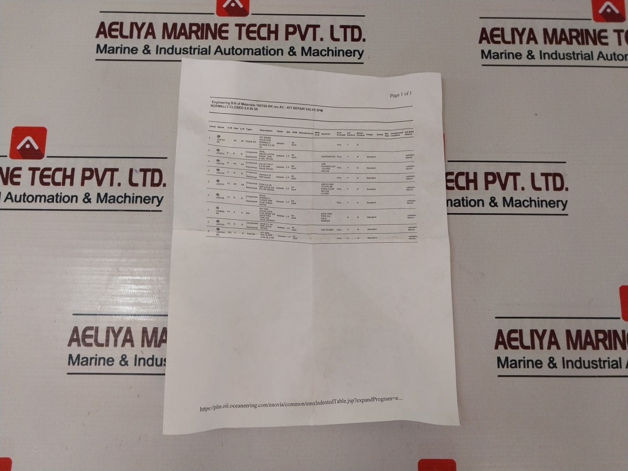 Oceaneering 100755Rk Piston 0.5” Spm Seal Valve Repair Kit 100740-sk