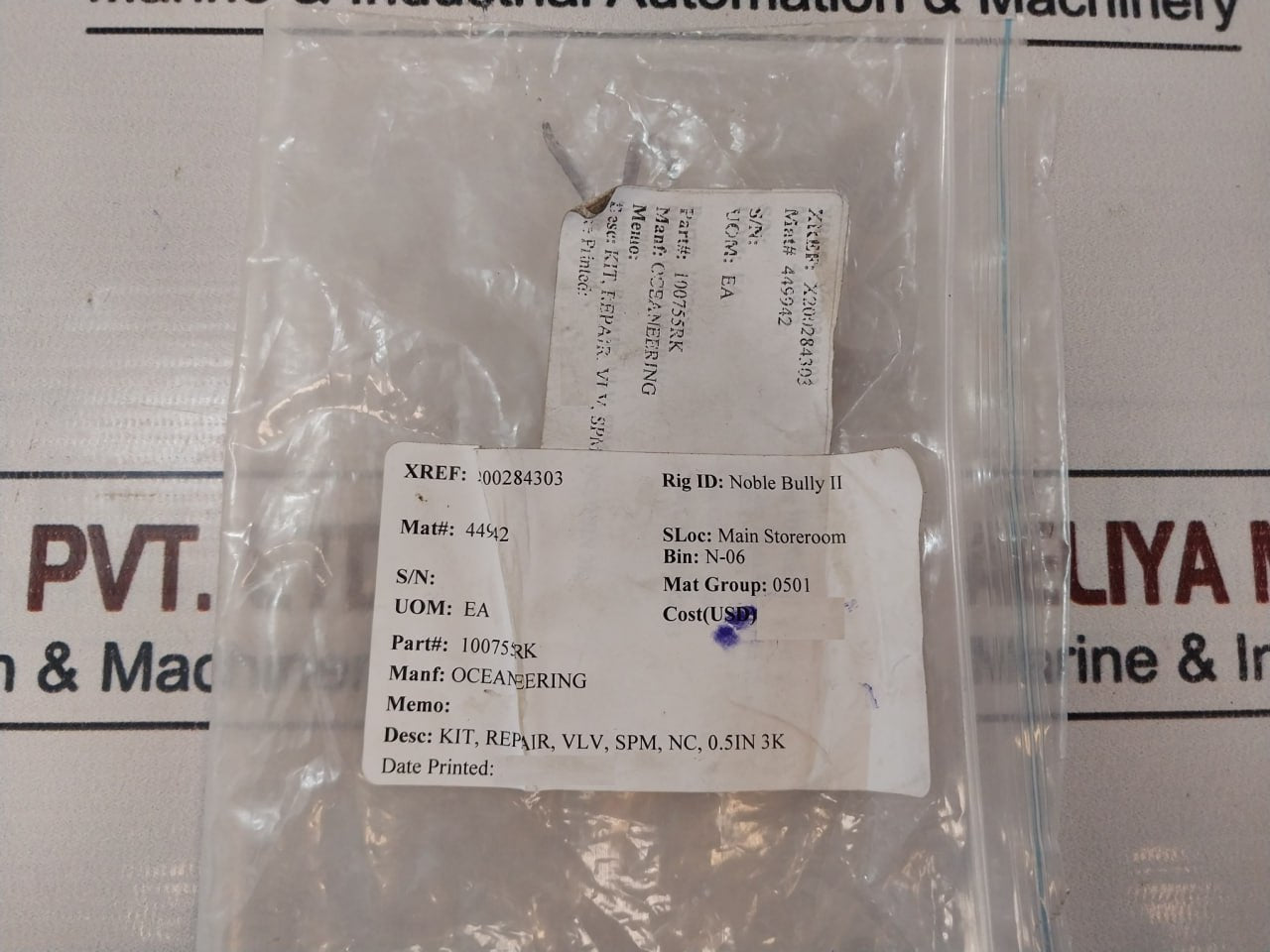 Oceaneering 100755Rk Piston 0.5” Spm Seal Valve Repair Kit 100740-sk