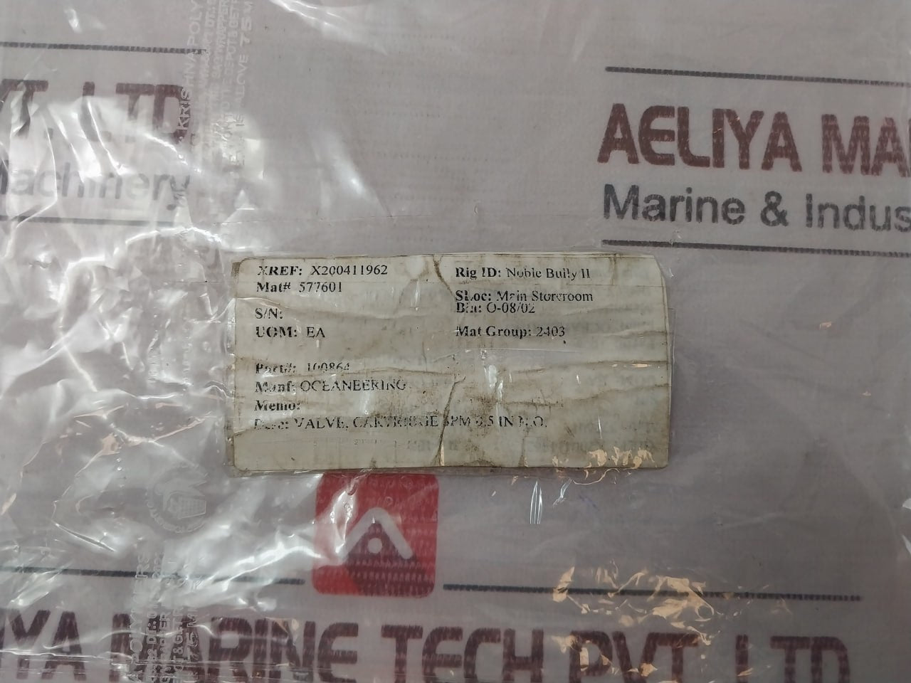 Oceaneering 100864 Cartridge Valve 100750-b