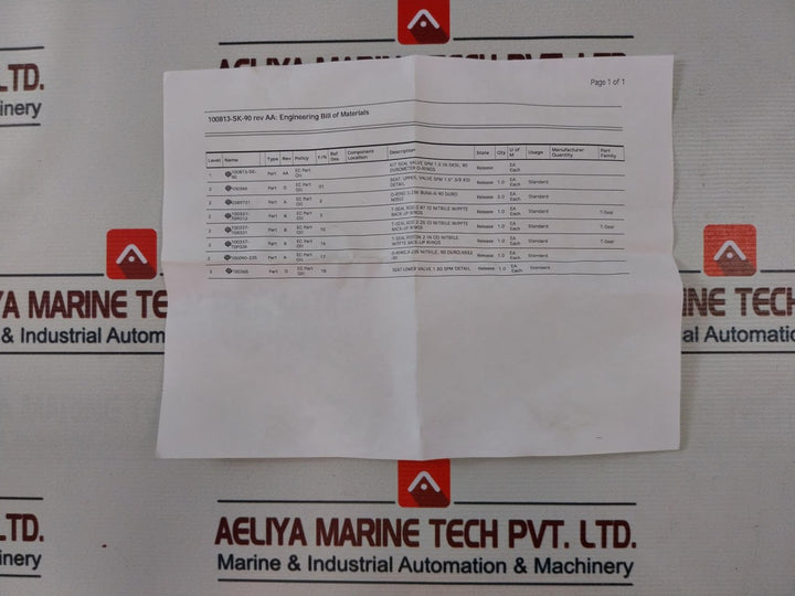 Oceaneering 100819Rk Valve Repair Kit 100766-aa