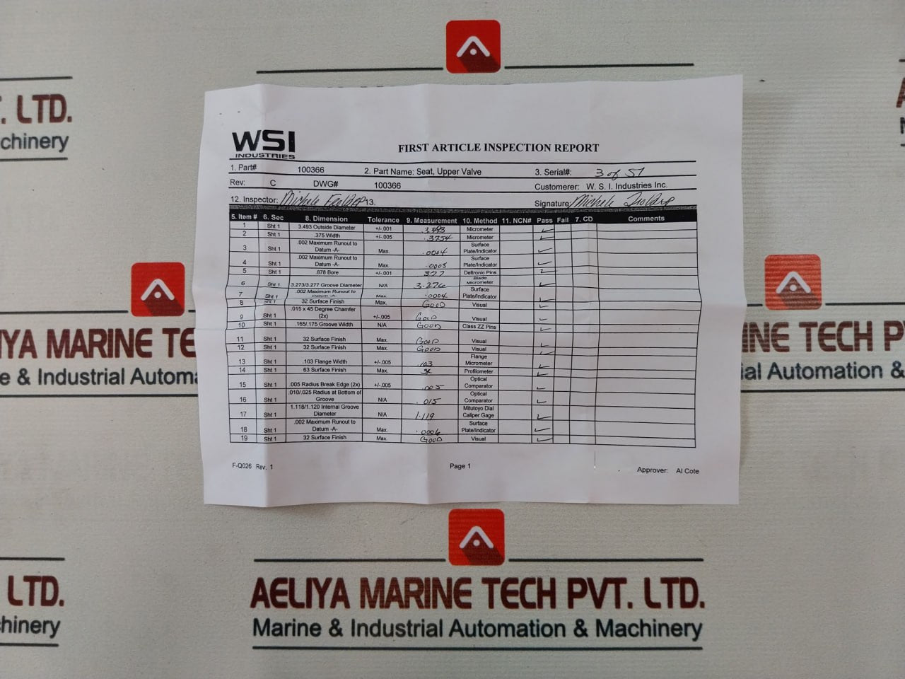 Oceaneering 100819Rk Valve Repair Kit