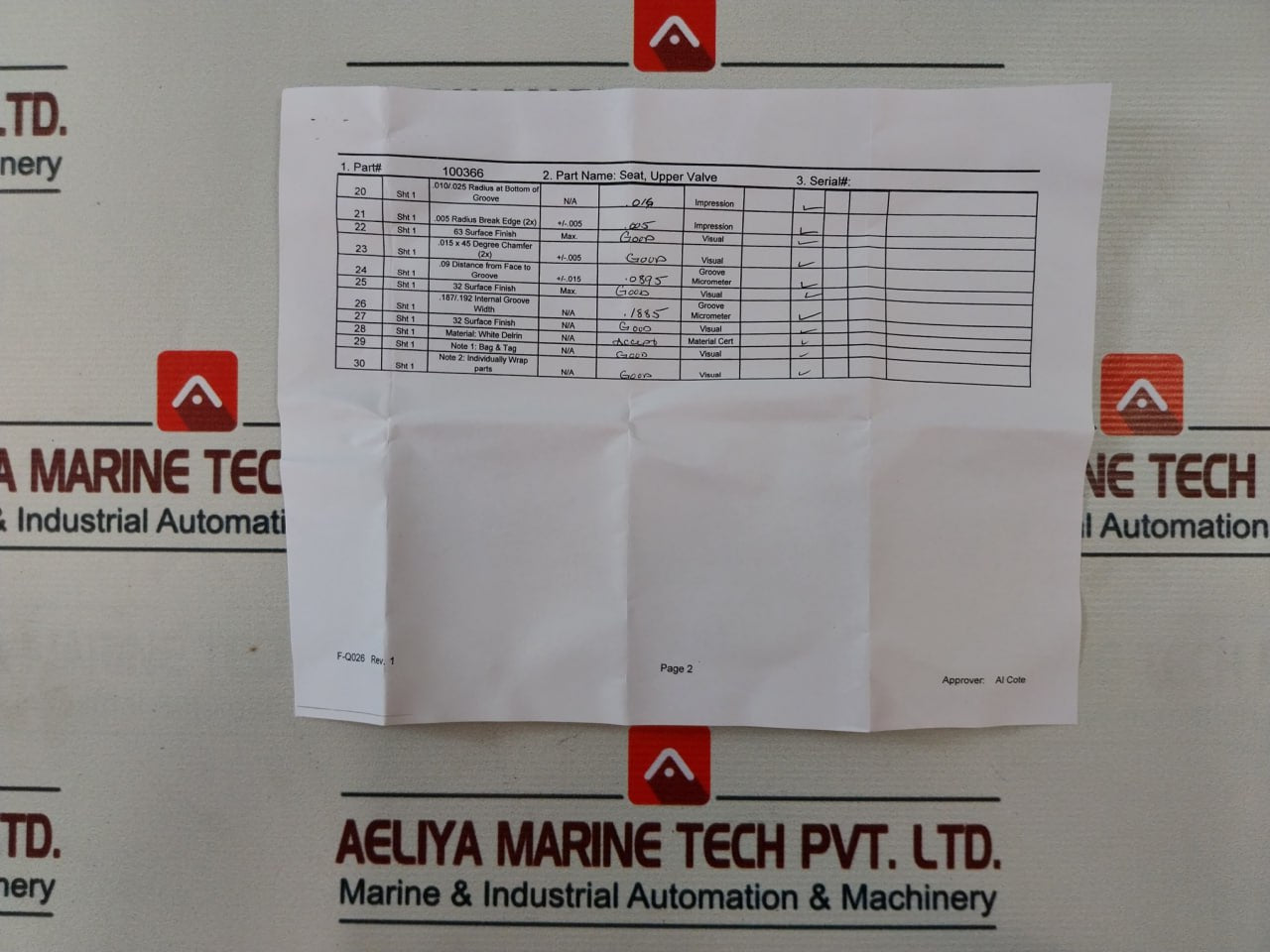 Oceaneering 100819Rk Valve Repair Kit