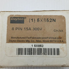 Octal Relay Socket 5X852N Dayton 8 Pin 15A 300V