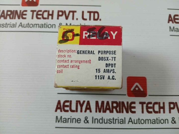 Ohmite Dosx-7T Relay Switch Industrial Control Dpdt 115 Vac
