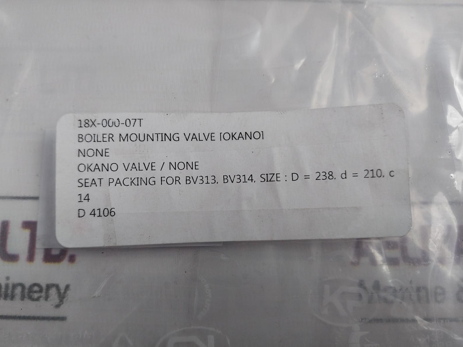 Okano 14 Seat Packing For Bv313, Bv314 Boiler Mounting Valve