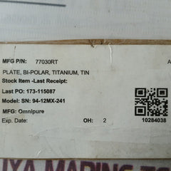 Omnipure 77030Rt Bipolar Plate Titanium Tin A020 94-12Mx-241