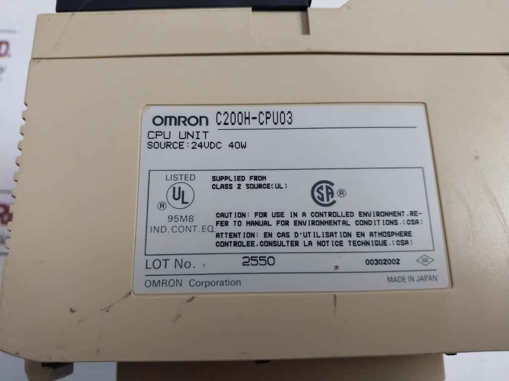 Omron C200H-cpu03 Sysmac Programmable Controller 250V Ac 2A 00302002