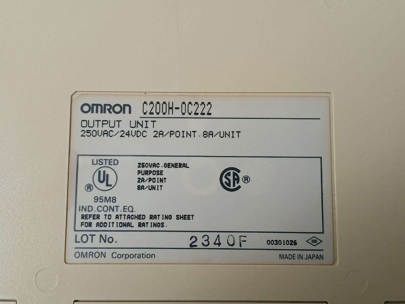 Omron C200H-oc222 Output Unit 250Vac/24Vdc 2A/Point