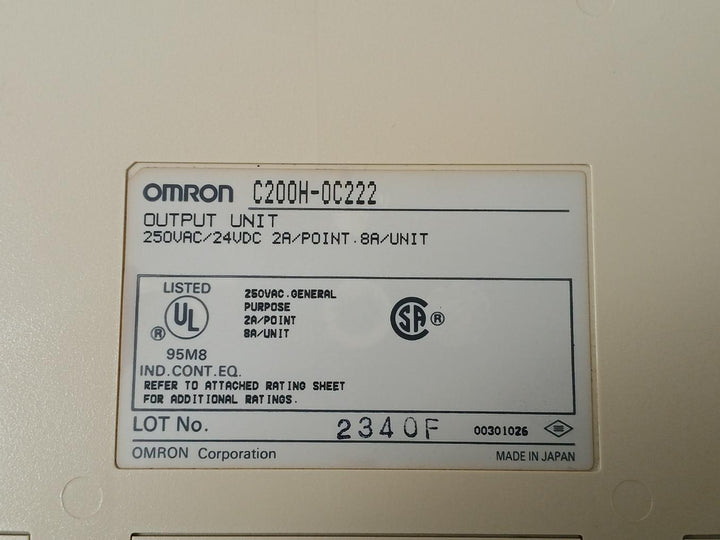 Omron C200H-oc222 Output Unit 250Vac/24Vdc 2A/Point