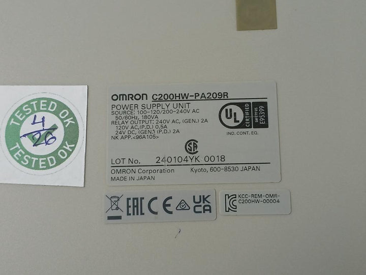Power Supply Unit C200Hw-pa209R Omron 50/60Hz