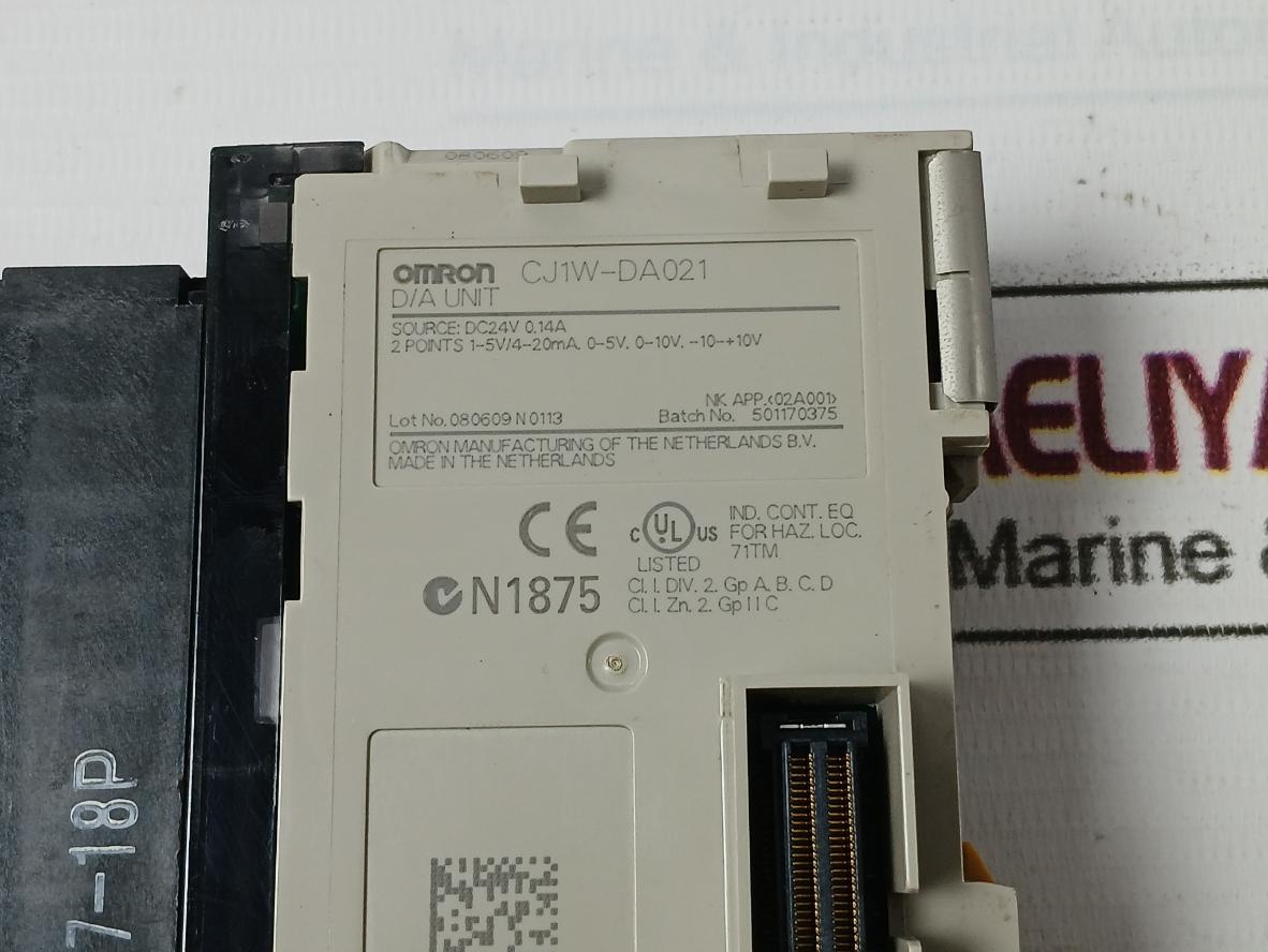 Omron Cj1W-da021 Plc Analog Output D/A Unit 2 Points 1-5V/4-20Ma 
