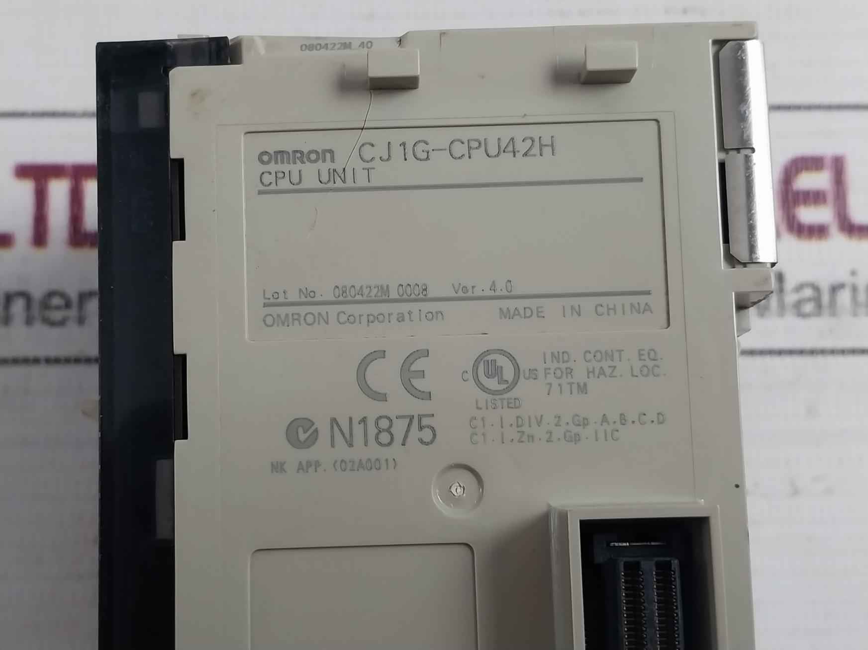 Omron Cj1W-pa202 Sysmac Plc Power Supply Unit 100-240V Ac 50/60Hz 50Va