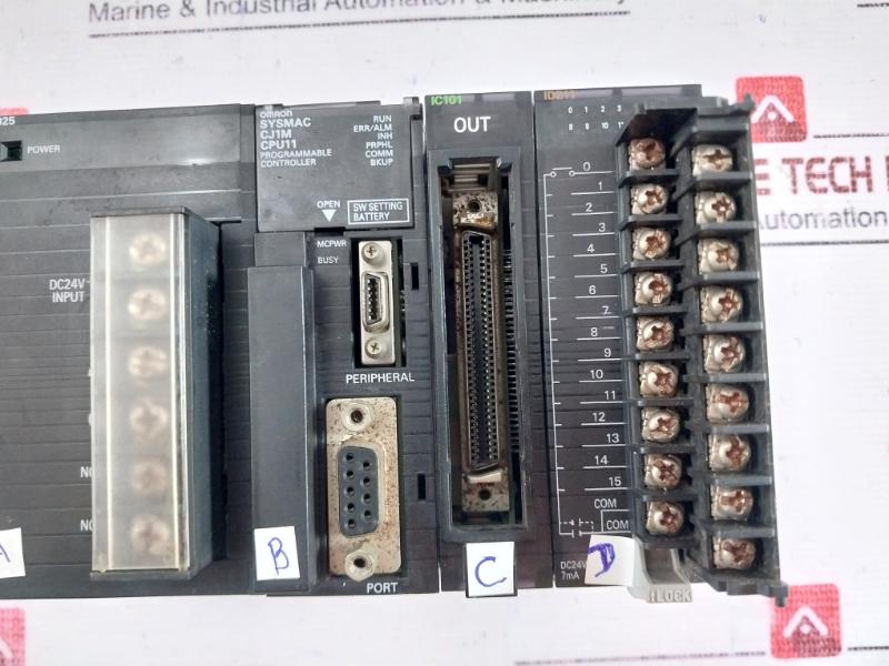 Omron Cj1W-pd025, Cj1M-cpu11, Cj1W-ic101, Cj1W-id211 Plc Module Rack