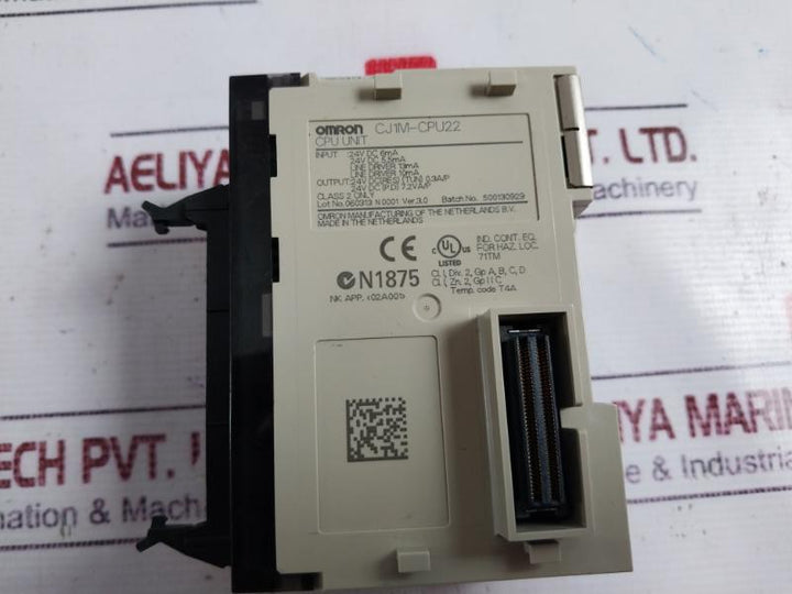 Omron Cj1m-cpu22 Programmable Controller Cpu Unit 24v Dc 6ma