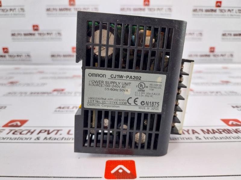 Omron Cj1w-pa202 Power Supply Unit, Ac100-240v, 50/60hz, 50va