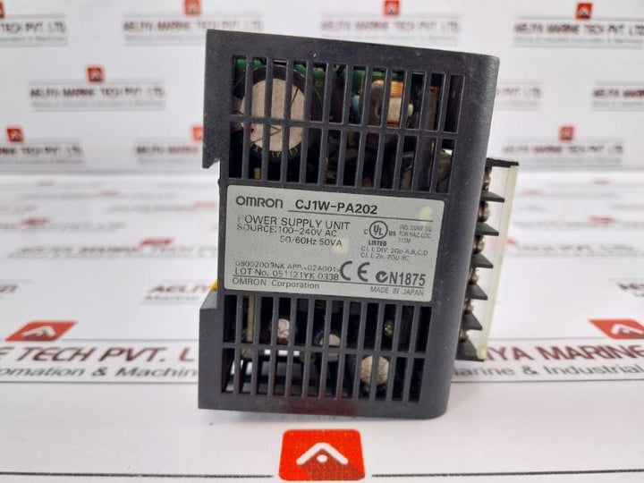 Omron Cj1w-pa202 Power Supply Unit, Ac100-240v, 50/60hz, 50va