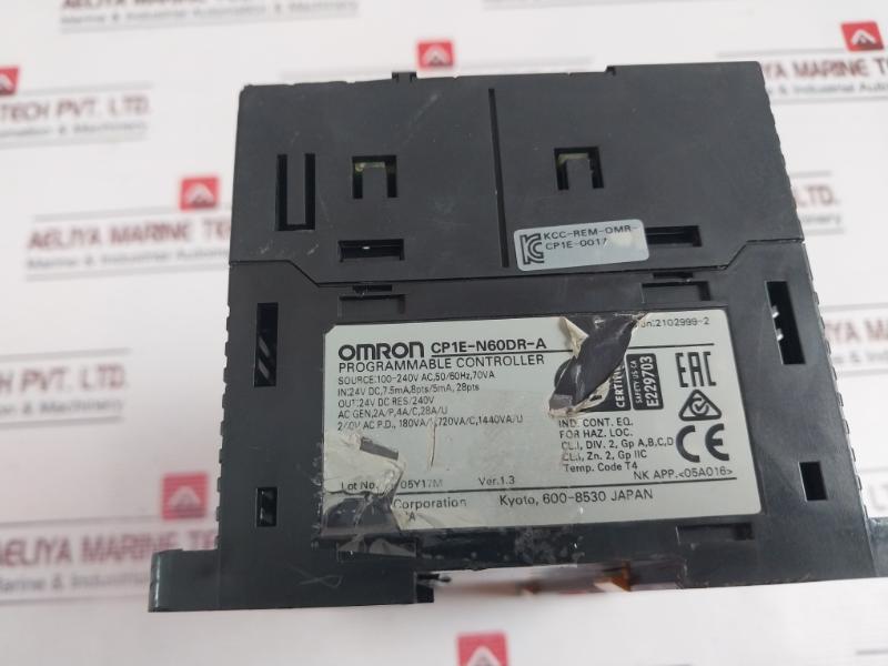 Omron Cp1E-n60Dr-a Cpu Units Programmable Controller 24V Dc Res/ 240V