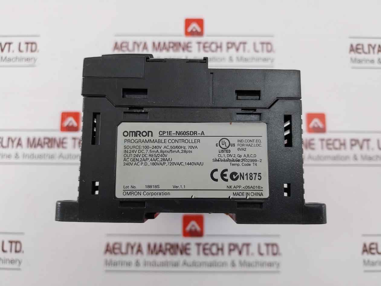 Omron Cp1E-n60Sdr-a Programmable Controller Ver.1.1/100-240V Ac, 50/60Hz