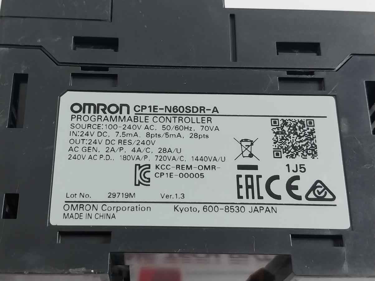 Omron Cp1e-n60sdr-a Plc Module 100-240v Ac, 50/60hz